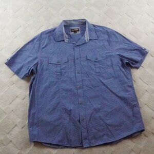 Johnston & Murphy Button Up Shirt Mens Extra Large Solid Blue Utility